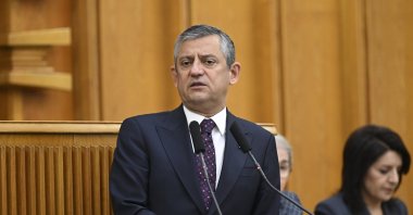 CHP Chair Özgür Özel speaks at the parliamentary group meeting of his party, Ankara, Türkiye, April 28, 2026. (AA Photo)