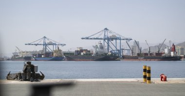 A general view of the Port of Fujairah in Fujairah, United Arab Emirates, April 17, 2026. (EPA via  UAE Presidential Court, File Photo)