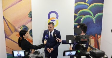 Vice President Cevdet Yılmaz speaks to reporters after the 8th European Political Community summit, Yerevan, Armenia, May 4, 2026. (AA Photo)