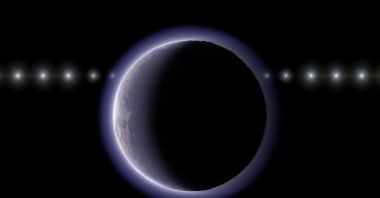 This image provided by NAOJ shows artist’s impression of the trans-Neptunian object (612533) 2002 XV93 occulting a background star. (AP Photo)