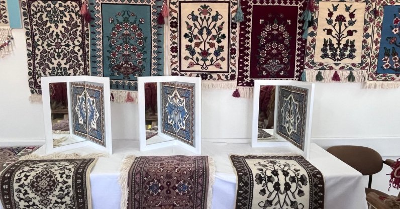 Woven carpets are on display in Bünyan’s carpet-weaving tradition, Kayseri, central Türkiye, April 30, 2026. (AA Photo)