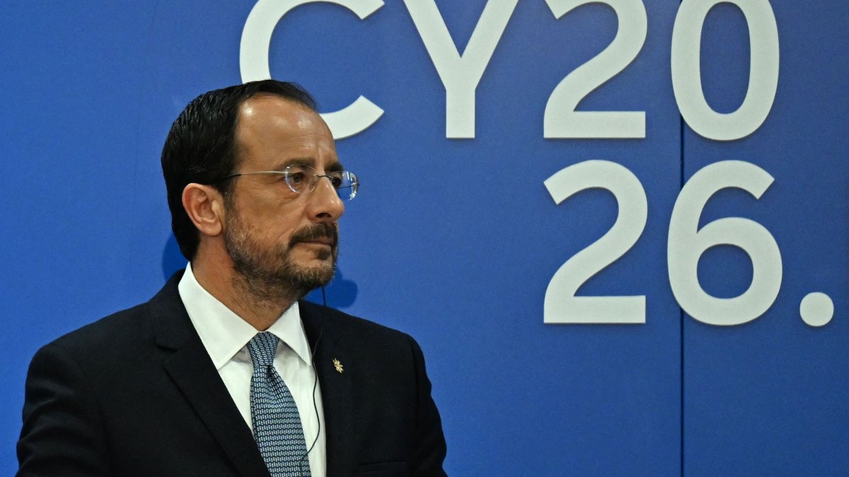 Greek Cypriot leader Nikos Christodoulides attends a press conference after a working session of the European Council and regional partners as part of an informal meeting, Nicosia (Lefkoşa), the island of Cyprus, April 24, 2026. (AFP Photo)
