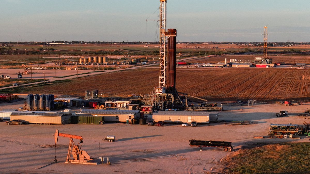 A drone view of drilling rigs, Midland, Texas, U.S., June 11, 2025. (Reuters Photo)