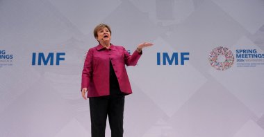 IMF Managing Director Kristalina Georgieva delivers a speech ahead of the IMF/World Bank's spring meetings, Washington, U.S., April 9, 2026. (Reuters Photo)