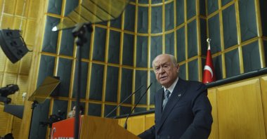 MHP leader Devlet Bahçeli speaks at the parliamentary group meeting of his party, Ankara, Türkiye, May 5, 2026. (AA Photo)