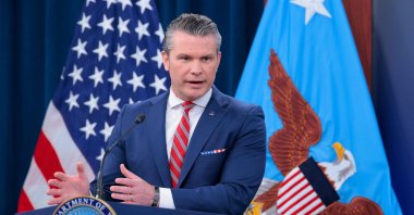 U.S. Secretary of War Pete Hegseth speaks to reporters during a press briefing at the Pentagon in Arlington, Virginia, U.S., May 05, 2026. (AFP Photo)