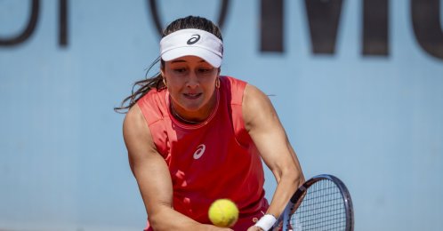 Türkiye's Zeynep Sönmez faces Argentina's Solana Sierra during their WTA third-round match at the Mutua Madrid Open at Caja Magica, Madrid, Spain, April 26, 2026. (AA Photo)