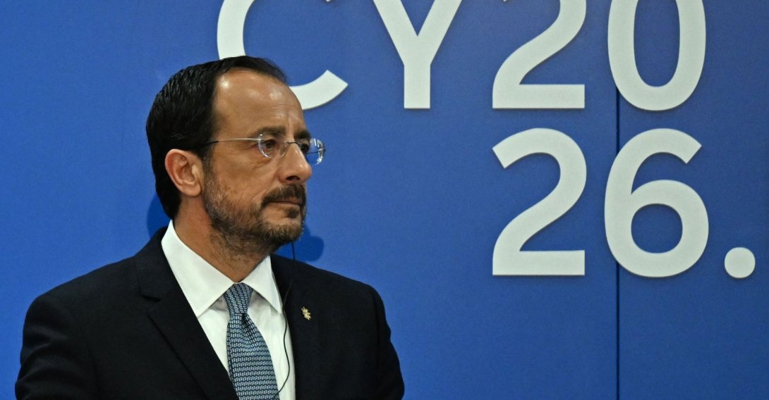 Greek Cypriot leader Nikos Christodoulides attends a press conference after a working session of the European Council and regional partners as part of an informal meeting, Nicosia (Lefkoşa), the island of Cyprus, April 24, 2026. (AFP Photo)