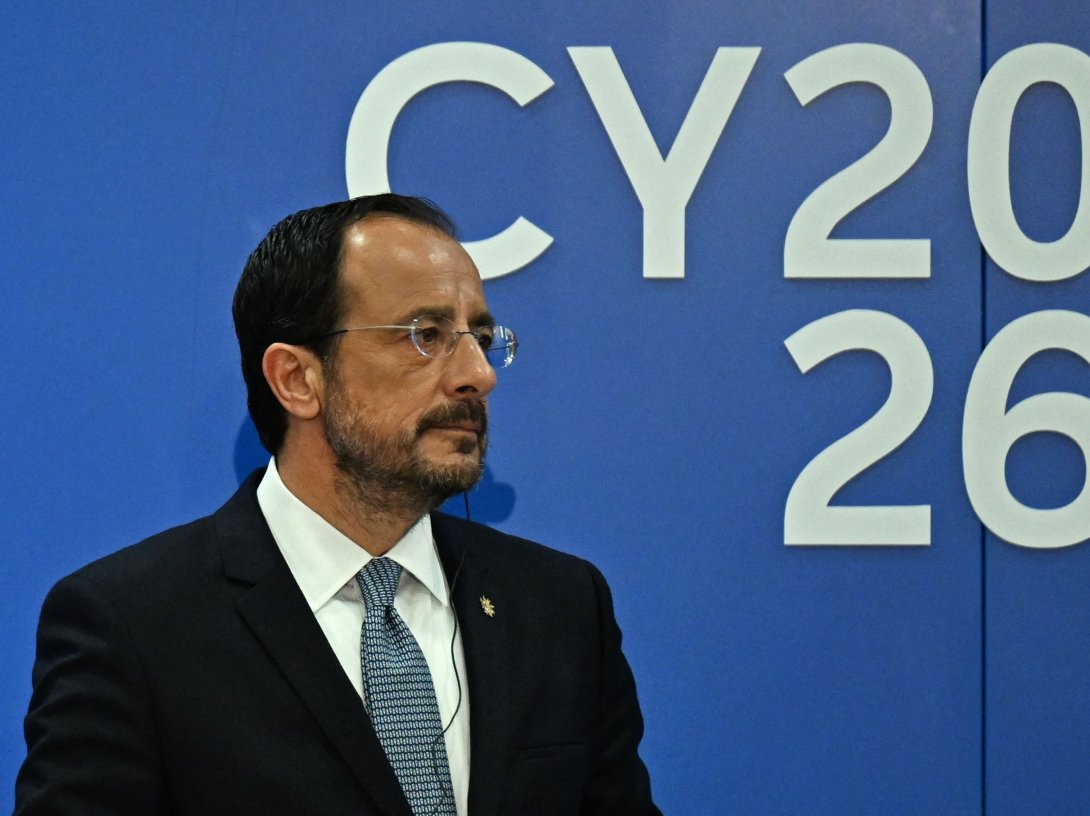 Greek Cypriot leader Nikos Christodoulides attends a press conference after a working session of the European Council and regional partners as part of an informal meeting, Nicosia (Lefkoşa), the island of Cyprus, April 24, 2026. (AFP Photo)