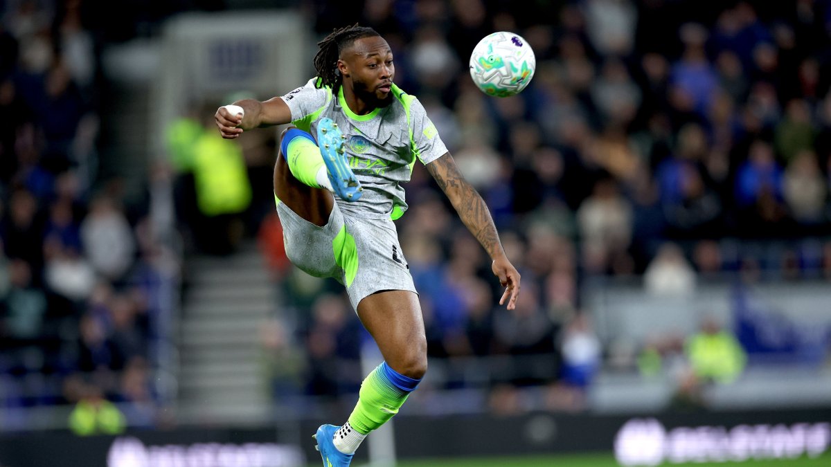 Manchester City's Antoine Semenyo in action during the English Premier League match against Everton, Liverpool, U.K., May 4, 2026. (EPA Photo)