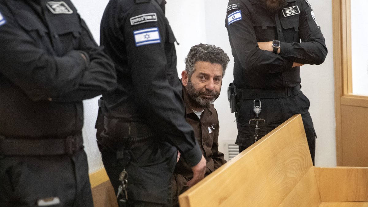 Saif Abu Keshek, a Spanish national of Palestinian origin, is held at a court in Beersheva, Israel, May 6, 2026. (AA Photo)