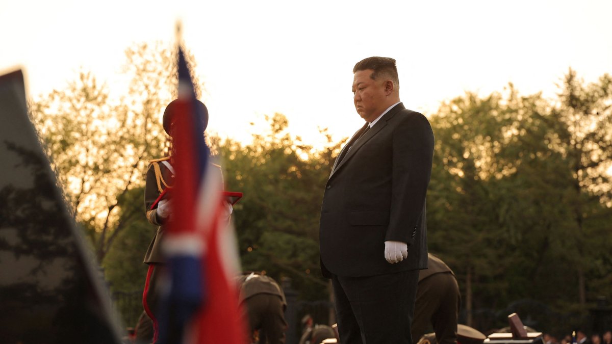 North Korean leader Kim Jong Un attends a ceremony to honor North Korean troops killed while fighting alongside Russia in the war against Ukraine at the Memorial Museum of Combat Feats at the Overseas Military Operations in Pyongyang, North Korea, April 26, 2026. (AFP Photo)