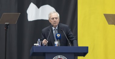 Former Fenerbahçe president Aziz Yıldırım speaks during the club’s Ordinary High Council meeting at the Fenerbahçe Faruk Ilgaz Facilities in Kalamış, Istanbul, Türkiye, April  18, 2026. (AA Photo)

