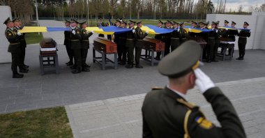A mass funeral ceremony for 25 unidentified Ukrainian soldiers who were killed during fighting against Russian troops, at a military memorial cemetery, Kyiv, Ukraine, April 30, 2026. (Reuters Photo)