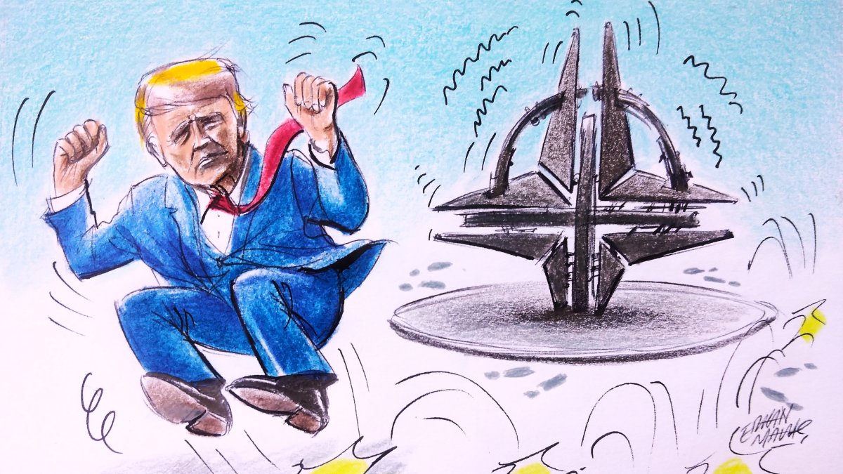 "In addition to Trump’s public criticisms of the Italian and Spanish governments’ reluctance to allow the use of American bases in the Iran war, his latest actions regarding Germany revealed just how serious the crisis among allies could become." (Illustration by Erhan Yalvaç)