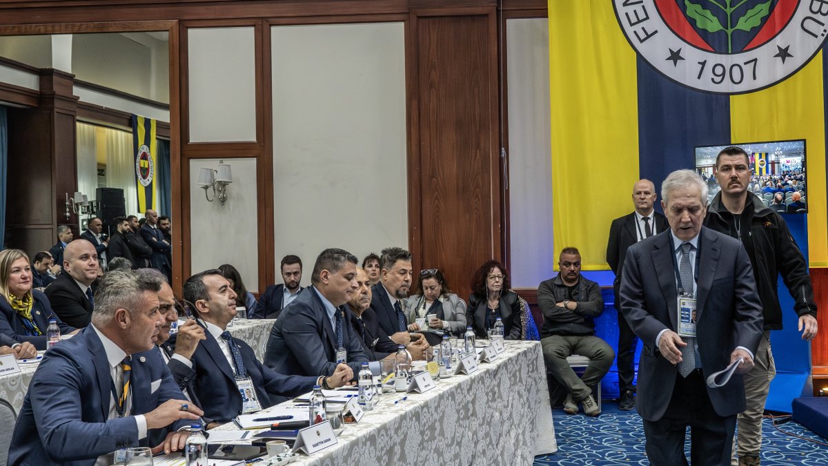 Former Fenerbahçe president Aziz Yıldırım (R) arrives for the club’s Ordinary High Council meeting at the Fenerbahçe Faruk Ilgaz Facilities in Kalamış, Istanbul, Türkiye, April 18, 2026. (AA Photo)
