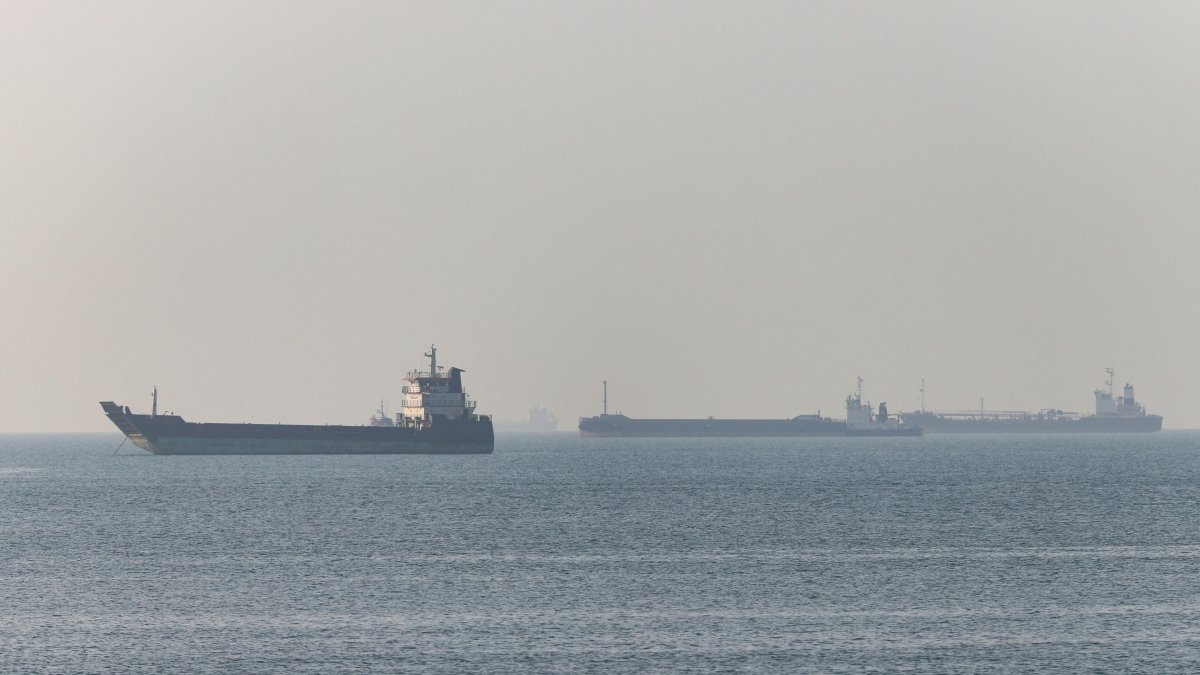 Vessels in the Strait of Hormuz near Bandar Abbas, Iran, May 4, 2026. (West Asia News Agency via Reuters)