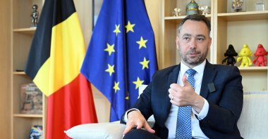 Belgian Foreign Minister and Deputy Prime Minister Maxime Prevot speaks during an interview ahead of an economic mission from Belgium to Türkiye led by Queen Mathilde, Brussels, Belgium, May 7, 2026. (AA Photo)
