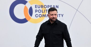 Ukraine's President Volodymyr Zelenskyy arrives to attend the 8th European Political Community (EPC) summit in Yerevan on May 4, 2026. (AFP Photo)