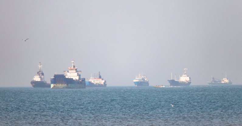 Vessels in the Strait of Hormuz near Bandar Abbas, Iran, May 4, 2026. (Reuters Photo)