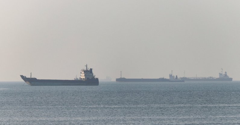Vessels in the Strait of Hormuz near Bandar Abbas, Iran, May 4, 2026. (West Asia News Agency via Reuters)