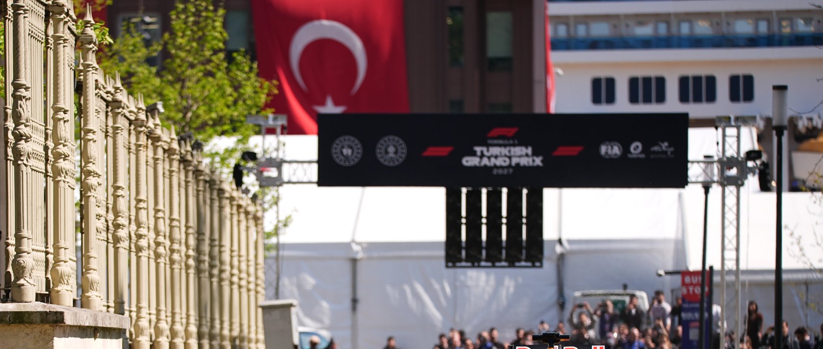 A Formula One car is displayed at Galataport, Istanbul, Türkiye, April 24, 2026. (AA Photo)
