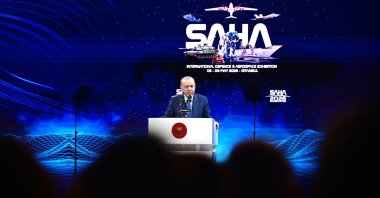 President Recep Tayyip Erdoğan speaks at the SAHA 2026 defense fair, Istanbul, Türkiye, May 8, 2026. (AA Photo)