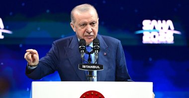President Recep Tayyip Erdoğan speaks at the SAHA 2026 International Defense, Aviation and Space Industry Fair in Istanbul, Türkiye, May 8, 2026. (AA Photo)
