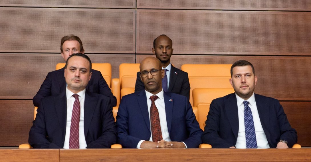 Somalia’s ambassador to Ankara, Fathudin Ali Mohamed, (C) attends the session on the bill at Parliament, Ankara, Türkiye, May 7, 2026. (AA Photo)