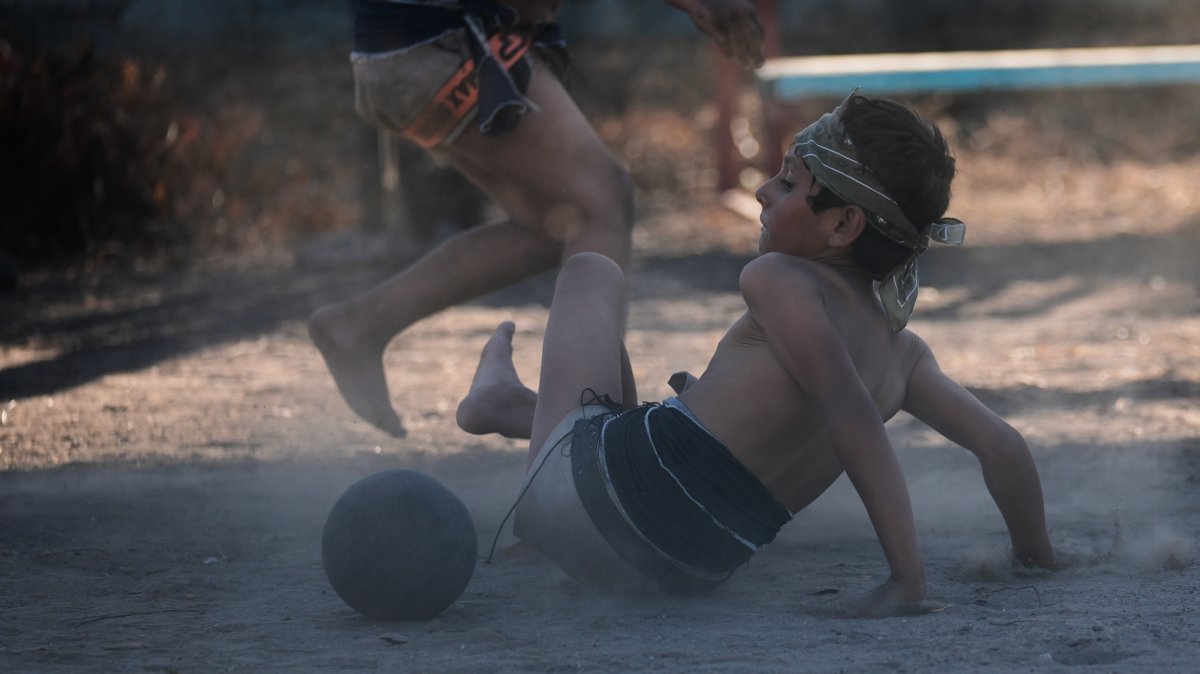 Iker Salgueido plays ulama, a traditional Mesoamerican ballgame dating to pre-Hispanic times, in Los Llanitos on the outskirts of Mazatlan, Mexico, April 25, 2026. (AP Photo)