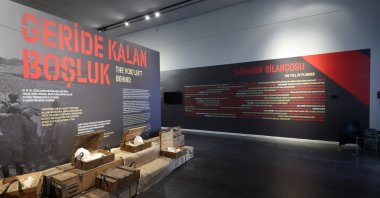Installations from “The Burden of Humanity: Decolonization Today” exhibition are displayed at the Atatürk Cultural Center, Istanbul, Türkiye, May 9, 2026. (Courtesy of InstituteSocial)