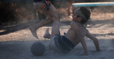 Iker Salgueido plays ulama, a traditional Mesoamerican ballgame dating to pre-Hispanic times, in Los Llanitos on the outskirts of Mazatlan, Mexico, April 25, 2026. (AP Photo)