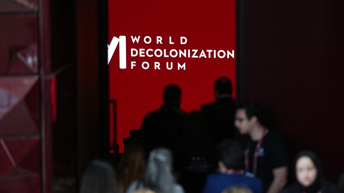 Participants attend the opening of the World Decolonization Forum at the Atatürk Cultural Center, May 11, 2026. (AA Photo)