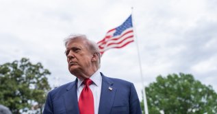 U.S. President Donald Trump gives remarks to the media as he departs the White House for Sterling, Virginia, Washington, U.S., May 8, 2026. (EPA Photo)
