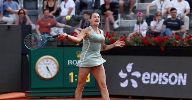 Belarus' Aryna Sabalenka in action during her Italian Open round of 32 match against Romania's Sorana Cirstea at Foro Italico, Rome, Italy, May 9, 2026. (Reuters Photo)