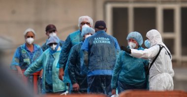 Passengers are disembarked from the hantavirus-stricken cruise ship MV Hondius at the port of Granadilla in Tenerife, Canary Islands, Spain, May 10, 2026. (AP Photo)