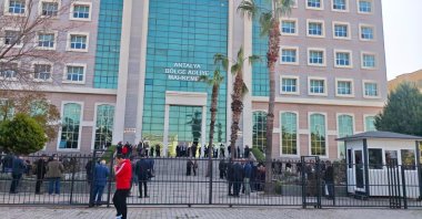 Exterior of the courthouse in Antalya, southern Türkiye, May 4, 2026. (İHA Photo) 