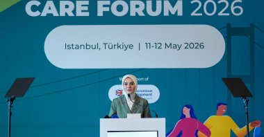 Turkish Family and Social Services Minister Mahinur Özdemir Göktaş speaks during a session titled “Transforming Care Systems for Inclusive, Resilient and Gender-Equal Economies,” organized by U.N. Women in Istanbul, Türkiye, May 11, 2026. (AA Photo)