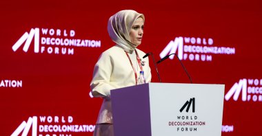 Dr. Esra Albayrak addresses the forum in Istanbul, Türkiye, May 11, 2026. (Courtesy of World Decolonization Forum) 