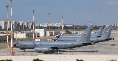 U.S. Air Force military aircrafts are seen parked on the tarmac of the Ben Gurion airport near Tel Aviv, Feb. 25, 2026. (AFP Photo)