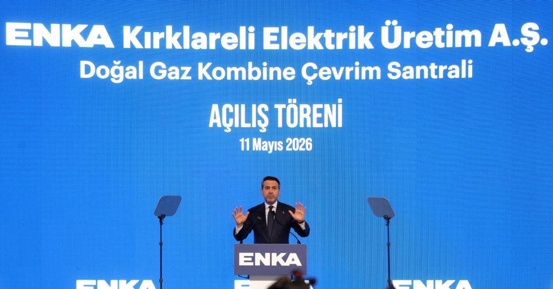 Energy and Natural Resources Minister Alparslan Bayraktar speaks at the opening of the natural gas combined-cycle power plant in Kırklareli, northwestern Türkiye, May 11, 2026. (AA Photo)