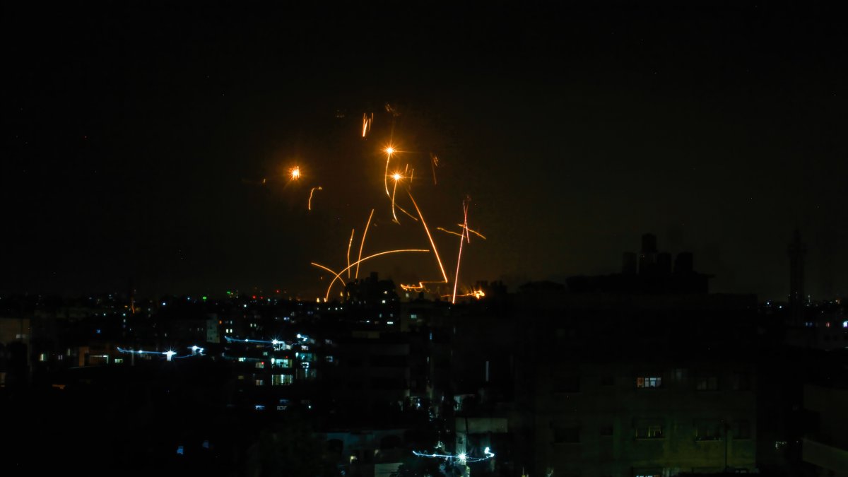 Israel's Iron Dome defense system intercepts rockets over its airspace, Nov. 5, 2023. (Getty Images Photo)