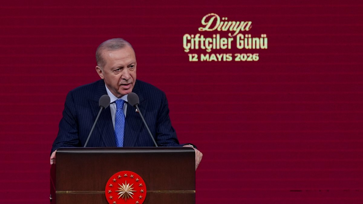 President Recep Tayyip Erdoğan speaks at the program to mark World Farmers Day, Ankara, Türkiye, May 12, 2026. (AA Photo)