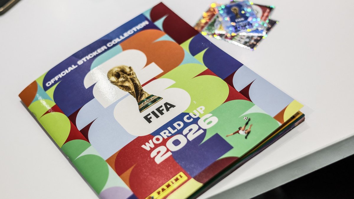 Shows a Panini collectible album featuring football players for the upcoming 2026 FIFA World Cup hosted by the US, Canada and Mexico, Namur, Mexico, May 6, 2026. (AFP Photo)