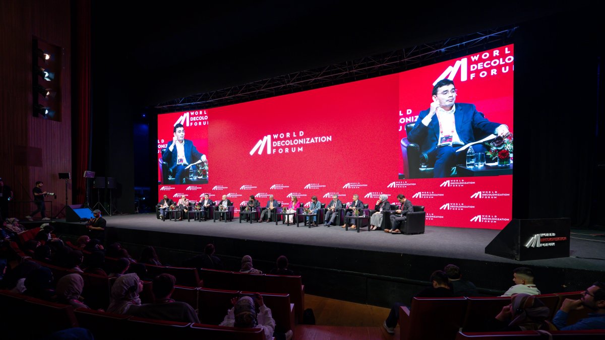 A view of one of the sessions of the forum held in Istanbul, Türkiye, May 11, 2026. (Courtesy of the World Decolonization Forum)