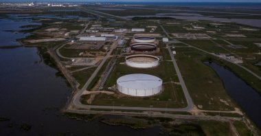 The Bryan Mound Strategic Petroleum Reserve, an oil storage facility, is seen in this aerial photograph over Freeport, Texas, U.S., April 27, 2020. (Reuters Photo)
