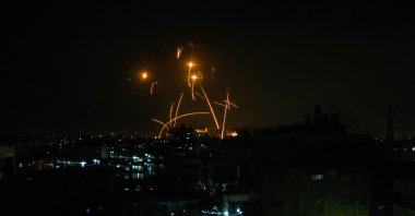 Israel's Iron Dome defense system intercepts rockets over its airspace, Nov. 5, 2023. (Getty Images Photo)