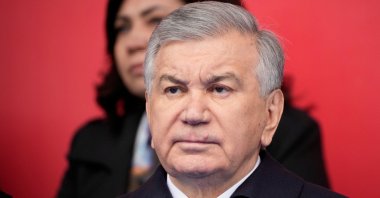 Uzbek President Shavkat Mirziyoyev attends the Victory Day military parade in Moscow, Saturday, May 9, 2026. (Reuters Photo)