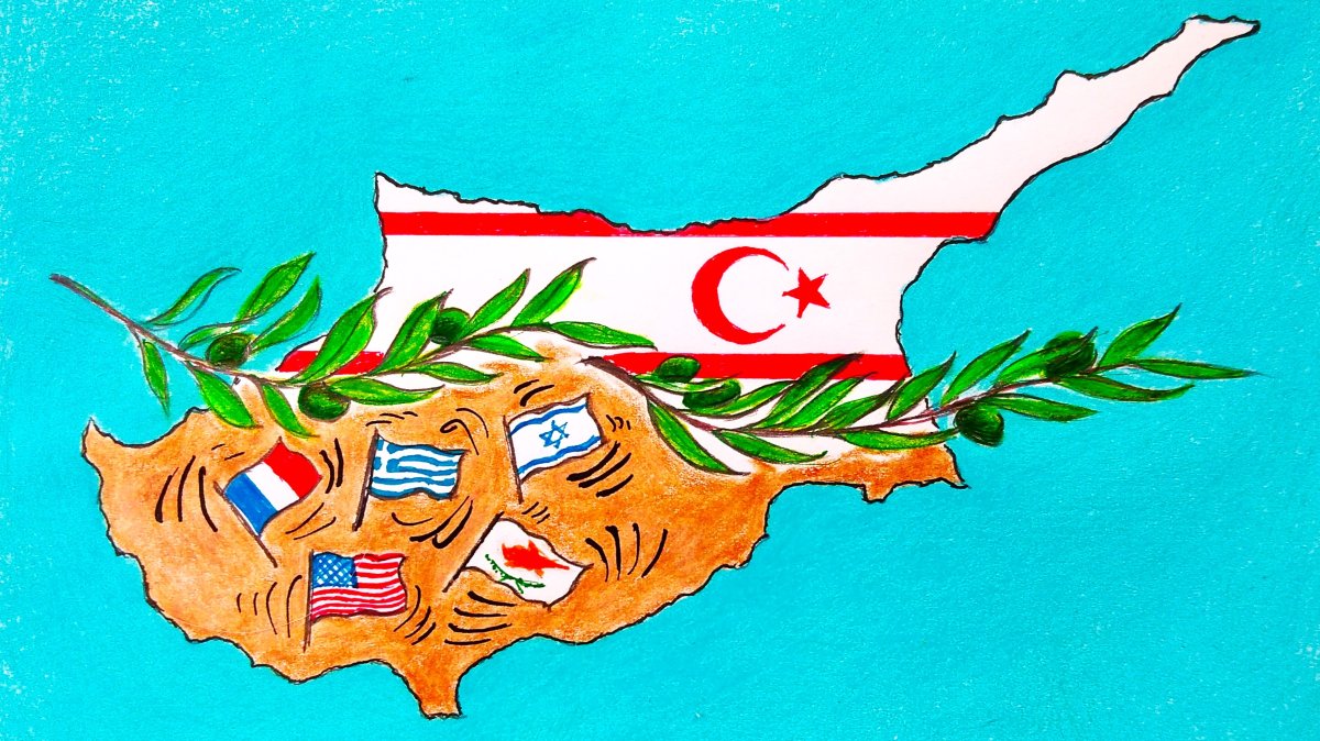 "The Greek Cypriot administration’s pursuit of military alliances has effectively transformed their side into a dependent auxiliary actor and a military platform integrated into Western strategic plans in the region, yet lacking full decision-making autonomy." (Illustration by Erhan Yalvaç)