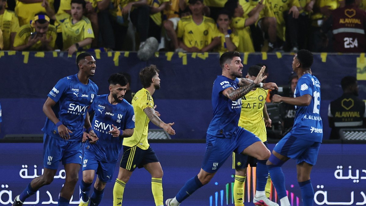 Al Hilal's Ruben Neves celebrates after Al Nassr's Bento scored an own goal and the first for Al Hilal at Al Awwal Park, Riyadh, Saudi Arabia, May 12, 2026. (Reuters Photo)